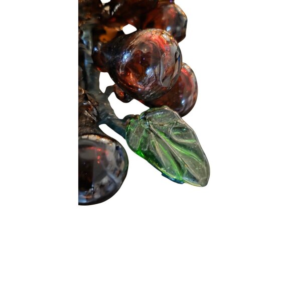 2 Vintage Alabaster & Glass Grape Cluster Decoration White Purple MCM - Picture 5 of 16